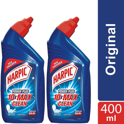 Harpic Power Plus 10x Max Clean Original Liquid Toilet Cleaner@400ml(Pack of 2) Original(2 x 200 ml)