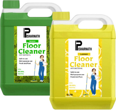 Pisharnath Non-Toxic & Pet Safe & Natural Green 5L & Yellow 5L Floor & Bathroom Cleaner Neem And Lemon(2 x 5 L)