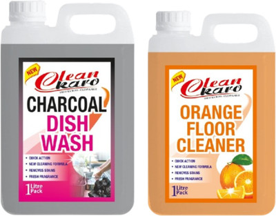 Tiersolution Combo of 2 Dishwash Charcoal+Floor Cleaner Orange lemon(2 x 1 L)