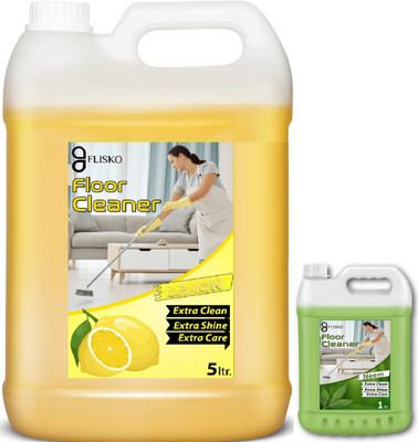 FLISKO New Bathroom Floor Cleaner Anti Bacterial Lemon 5L & Neem 1Ltr Lemon, neem(2 x 3 L)