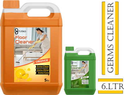 FLISKO Floor Cleaner All Germe&Gives Long-Lasting Freshness(5L Orange&1L Neem) MULTI FRAGRANCE(2 x 3 L)