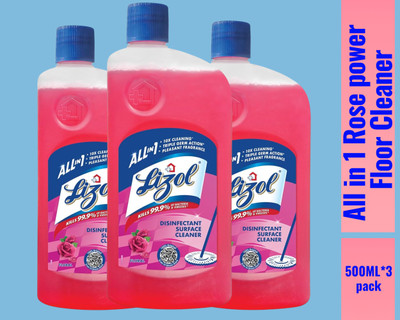 Lizol Disinfectant Surface & Floor Cleaner Liquid, 500ML Rose02 Rose(3 x 0.5 L)