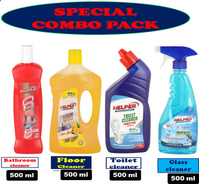 HELPER Bathroom & Floor cleaner Combo Pack -500ml Each PACK OF 4 LEMON(4 x 500 ml)