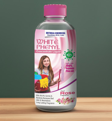 Dev Brand Mithila Chemicals White Phenyl Concentrate 200ml , Pine Oil Based Rose Fragrance Concerntrate Liquid Makes 5-7 litres of Good White Phenyl(200 ml)