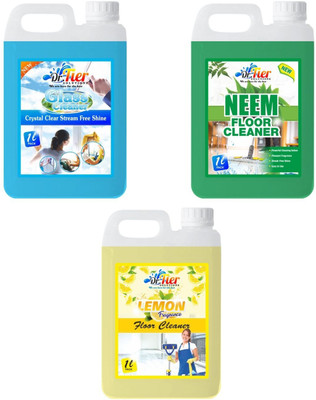 Tier enterprises Combo of 3 Glass Cleaner Sky, Floor Cleaner Neem, Floor Cleaner Lemon lemon(3 x 1 L)