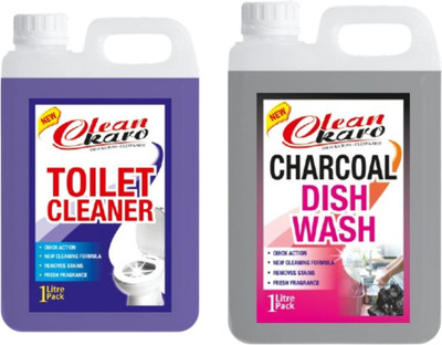 Tiersolution Combo of 2 Toilet Cleaner+Dishwash Charcoal lemon(2 x 1 L)