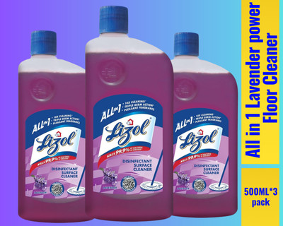 Lizol Disinfectant Surface & Floor Cleaner Liquid,500ml lavender072 lavender(3 x 0.5 L)