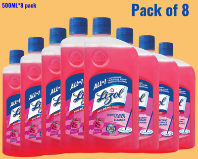 Lizol Disinfectant Surface & Floor Cleaner Liquid,500ml Rose090 Rose(8 x 0.5 L)