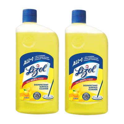 Lizol Disinfectant Surface Cleaner,& Floor, Bathroom, Kitchen,Tile, Not Phenyl, Liquid Citrus(2 x 0.62 L)
