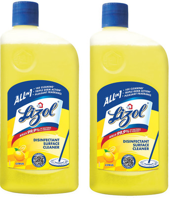Lizol Disinfectant Surface and Floor Cleaner Citrus(2 x 625 ml)
