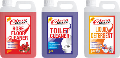 Tiersolution Combo of 3 Floor Cleaner Rose+Toilet cleaner+Liquid detergent lemon(3 x 1 L)