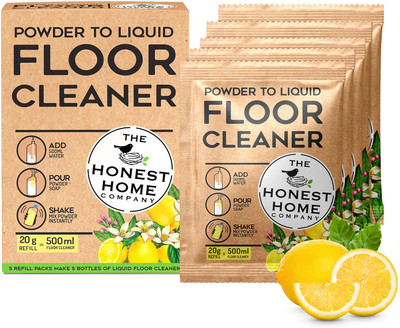 The Honest Home Company Floor Cleaner Powder-To-Liquid Sachets | Refill & Reduce Plastic Lemon(5 x 500 ml)