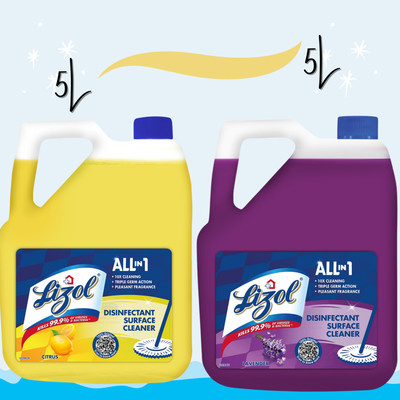 Lizol Citrus & Lavender Disinfectant Surface & Floor Cleaner Liquid(Pack of 2) Citrus OR Lavender(10 L)