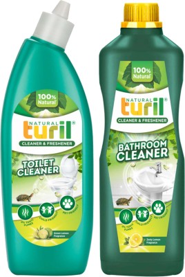 Turil TOILET CLEANER & BATHROOM CLEANER COMBO 1Lx2 ( Green Lemon + Zesty Lemon) Fragrant(2 x 1000 ml)