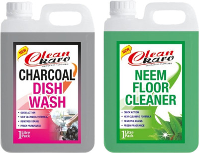 Tiersolution Combo of 2 Dishwash Charcoal+Floor Cleaner Neem lemon(2 x 1 L)