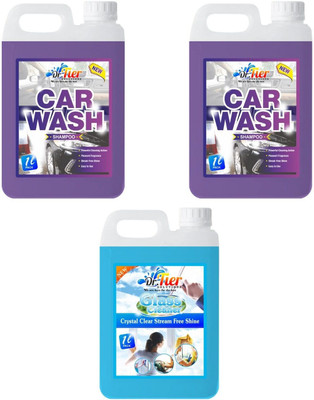 Tier enterprises Combo of 3 Car Wash, Car Wash, Glass Cleaner Sky lemon(3 x 1 L)
