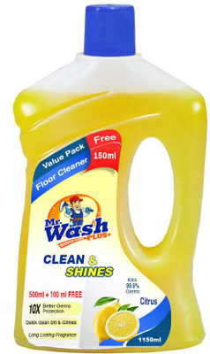 Mr wash Plus Plus Floor Cleaner Disinfectant Shine & Clean - Lemon (2L) | 1L X Pack of 2 Lemon(2 x 1 L)