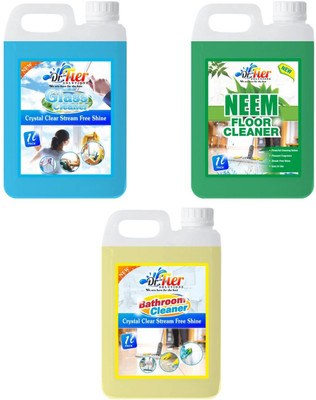 Tier enterprises Combo of 3 Glass Cleaner Sky, Floor Cleaner Neem, Bathroom Cleaner lemon(3 x 1 L)