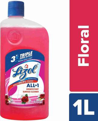 Family Mart Lizol Disinfectant Surface & Floor Cleaner Liquid, Floral - 1 Litre FLORAL Fragrance