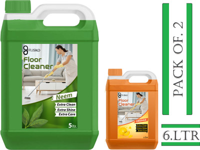 FLISKO Floor Cleaner Cleand All Germe&Gives Long-Lasting Freshness(5L Neem&1L Orange) MULTI FRAGRANCE(2 x 3 L)