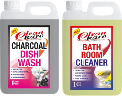 Tiersolution Combo of 2 Dishwash Charcoal+Bathroom Cleaner lemon(2 x 1 L)