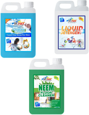 Tier enterprises Combo of 3 Glass Cleaner Sky, Liquid Detergent, Floor Cleaner Neem lemon(3 x 1 L)