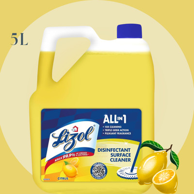 Lizol Disinfectant Surface & Floor Cleaner Liquid Lemon04 -5L Citrus04(5 L)