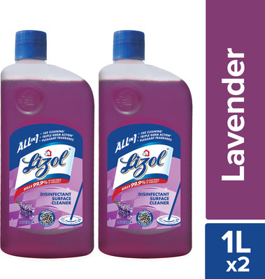 Lizol Disinfectant Surface & Floor Cleaner Liquid Lavender(2 x 1 L)