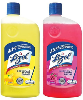 Lizol Disinfectant Surface & Floor Cleaner Liquid, Citrus(2 x 625 ml)