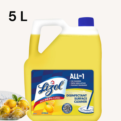 Lizol Disinfectant Surface & Floor Cleaner Liquid, Citrus07 - 5 Litre Lemon(5 L)