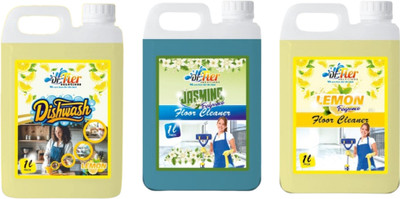 tiercart Combo of 3 Dishwash Lemon+Floor Cleaner Jasmine+Lemon lemon(3 x 1 L)
