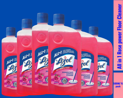 Lizol Disinfectant Surface & Floor Cleaner Liquid, 500ML Rose12 Rose(6 x 0.5 L)