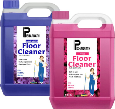 Pisharnath Non Acidic And Disinfectant Clean Floor Cleaner Power of Lavender 5L And Pink 5L Lavender And Rose(2 x 5 L)