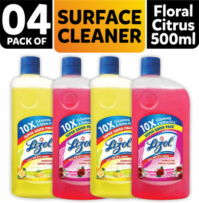 Lizol Disinfectant Surface & Floor Cleaner combo 500ML (Pack of 4) Floral And Citrus(4 x 0.5 L)