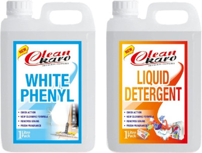 Tiersolution Combo of 2 White Phenyl+Liquid Detergent lemon(2 x 1 L)