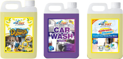 tiercart Combo of 3 Dishwash Lemon+Car Wash+Bathroom Cleaner lemon(3 x 1 L)
