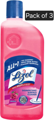 Lizol Disinfectant surface cleaner Rose(3 x 500 ml)