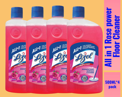 Lizol Disinfectant Surface & Floor Cleaner Liquid,500ml Rose087 Rose(4 x 0.5 L)