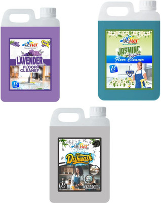 tiercart Combo of 3 Floor Cleaner Lavender, Floor Cleaner Jasmine, Dishwash Charcoalcoal lemon(3 x 1 L)