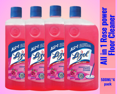 Lizol Disinfectant Surface & Floor Cleaner Liquid,500ml Rose066 Rose(4 x 0.5 L)