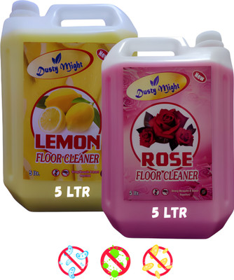 Dusty Might Floor Cleaner Dirt Removal Disinfectant Phenyl Liquid ( Pack of 2) Lemon and Rose(2 x 5 L)