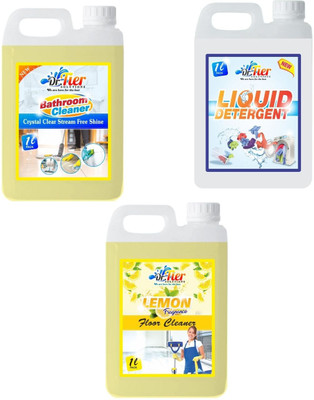Tier enterprises Combo of 3 Bathroom Cleaner, Liquid Detergent, Floor Cleaner Lemon lemon(3 x 1 L)