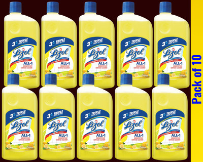 Lizol Disinfectant Surface & Floor Cleaner Liquid,Citrus021 Lemon(10 x 1 L)