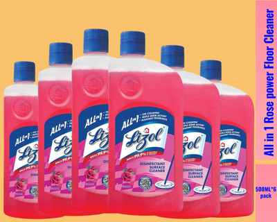 Lizol Disinfectant Surface & Floor Cleaner Liquid,500ml Rose089 Rose(6 x 0.5 L)