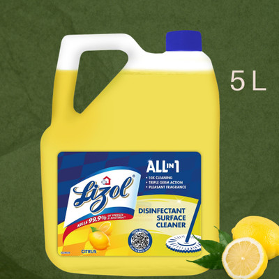 Lizol Disinfectant Surface & Floor Cleaner Liquid, Citrus06 - 5 Litre Lemon(5 L)
