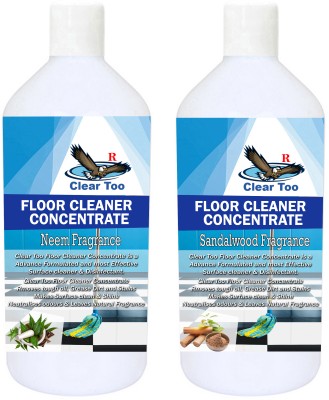 Clear Too Floor Cleaner Concentrate 500 ML|Oil Based Natural Floor Cleaner|Phenyl Compound Combo Pack of 2 | Makes Upto 50L From 500ML|Fragrance of Neem Sandalwood(2 x 500 ml)