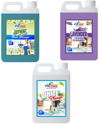 tiercart Combo of 3 Floor Cleaner Jasmine, Floor Cleaner Lavender, White Phenyl lemon(3 x 1 L)