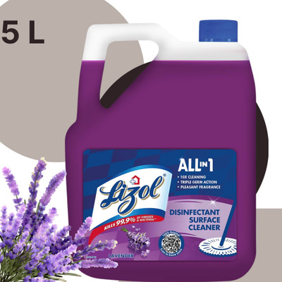 Lizol Disinfectant Surface & Floor Cleaner Liquid, Lavender01 - 5 Litre. Lavender05(5 L)