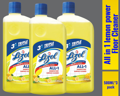Lizol Disinfectant Surface & Floor Cleaner Liquid, 500MLCitrus09 Lemon(3 x 0.5 L)
