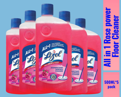 Lizol Disinfectant Surface & Floor Cleaner Liquid, 500ML Rose04 Rose(5 x 0.5 L)